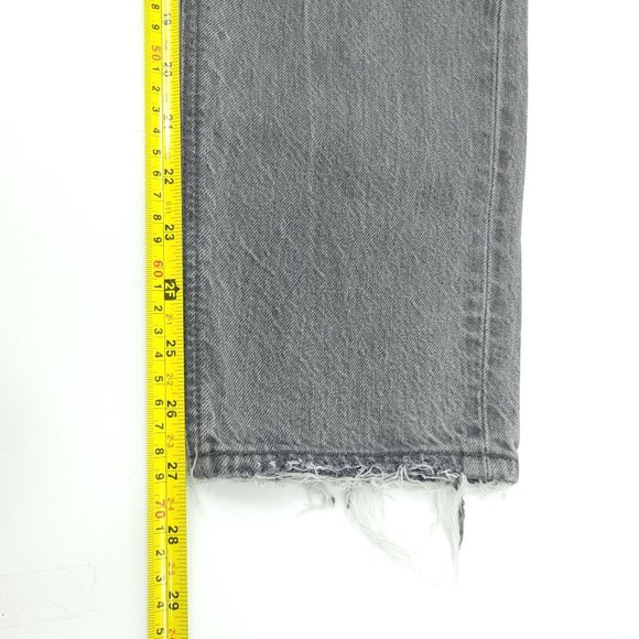 American Eagle Ankle Mom Jeans Sz 4 Gray Denim High Rise Waist Distressed Ripped - Picture 8 of 9